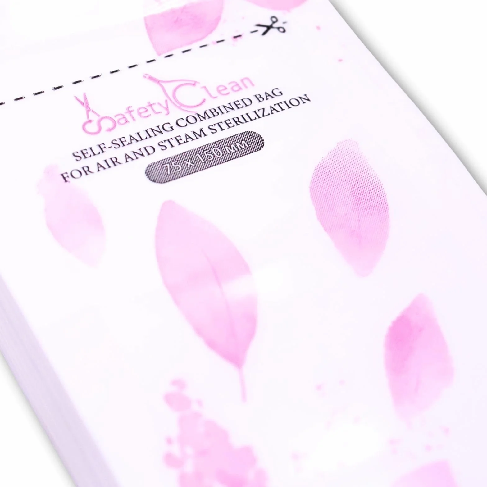 Safety Clean Bolsas de Esterilización Combinadas Transparentes 100 Uds Autoadhesivas para Autoclave 75x150 Rosa