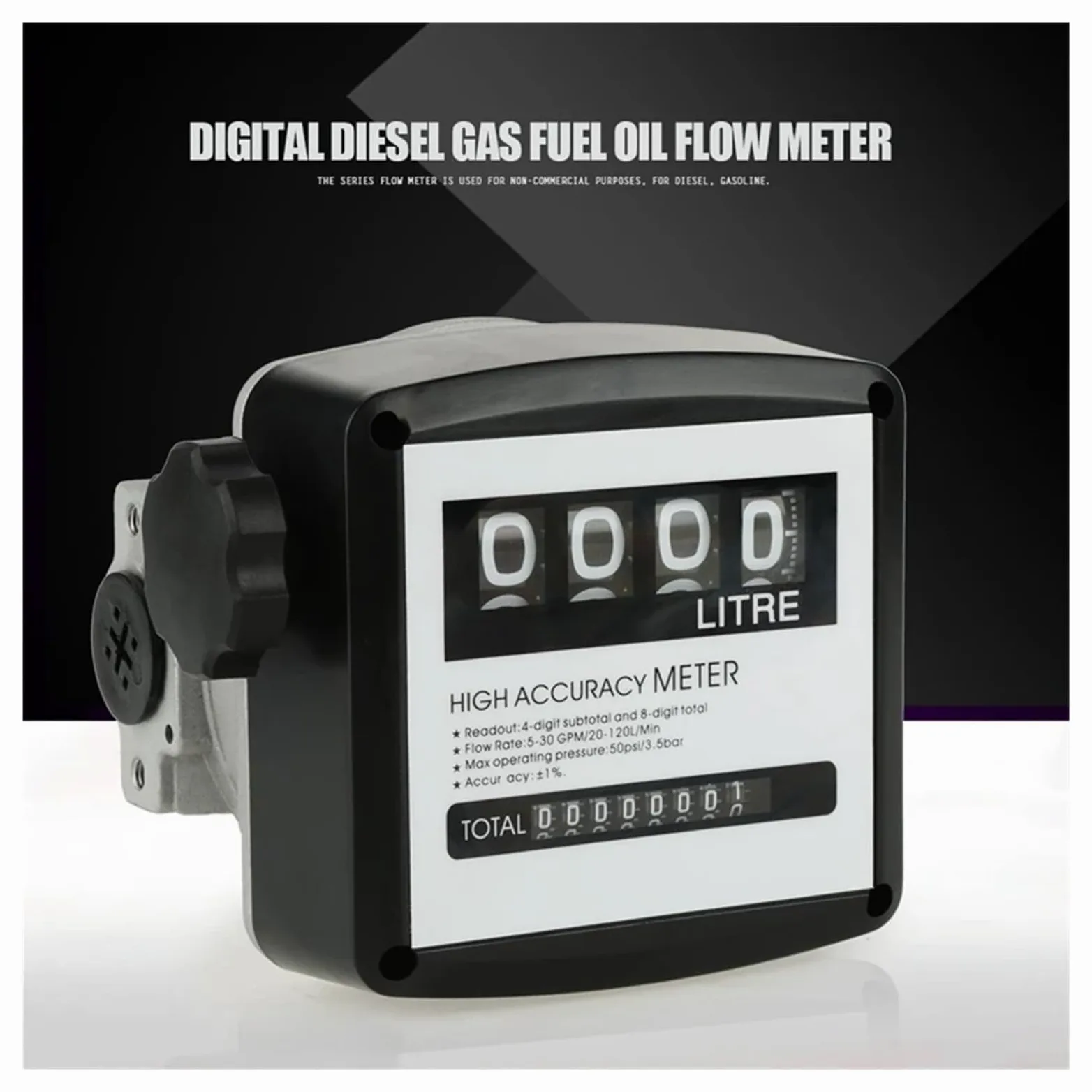 CIRONI Medidor de Flujo de Combustible mecánico Medidor de Flujo de Combustible mecánico de Flujo de Combustible de 4 dígitos 25 mm (Rosca Interna de 1 Pulgada) 5-30 GPM/20-120 L/min