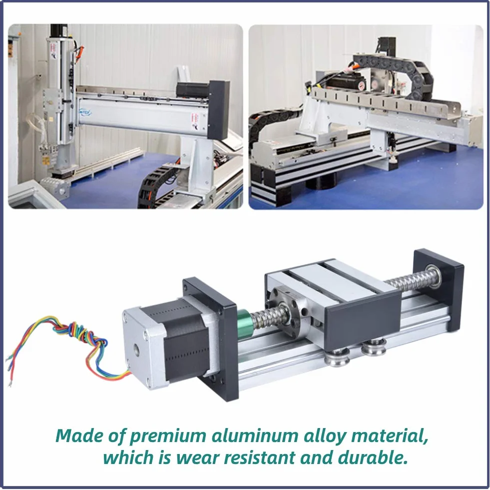 200 mm Deslizador de Riel Lineal, Carrera Tornillo de Bola de Eje Único Riel de Guía Lineal Mesa Deslizante CNC con 42 Motores, Profesional Actuador de Etapa Lineal