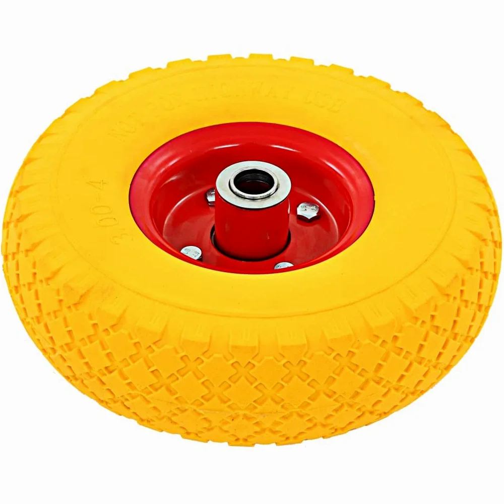 Juego de 4 ruedas para carretilla, 3.00-4, de poliuretano, con llantas de metal, ruedas de repuesto para carros de mano, 245 x 82 mm, eje de 20 mm