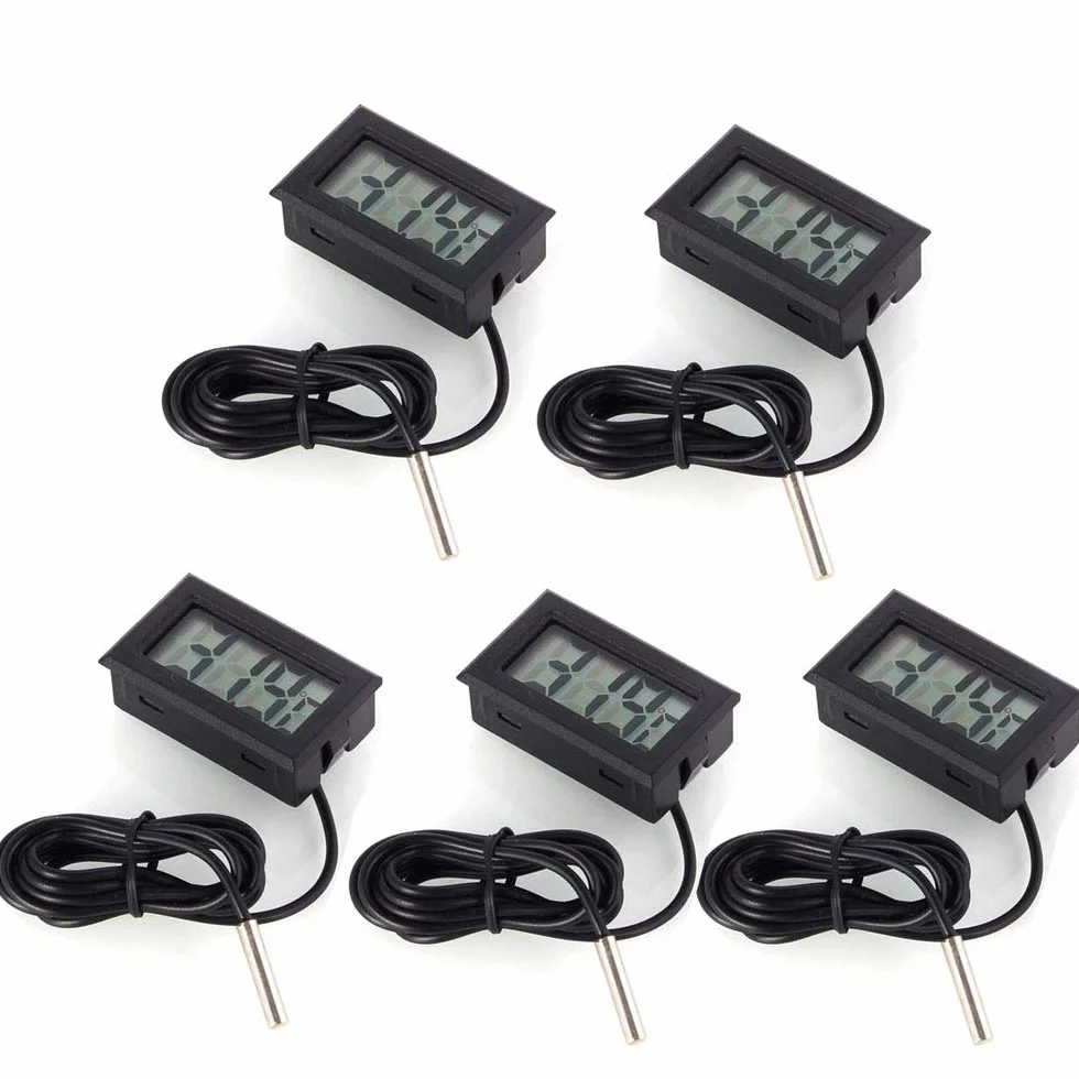 DollaTek Monitor de Temperatura Digital LCD Termómetro con Sonda Externa para Refrigerador Congelador Acuario - Negro