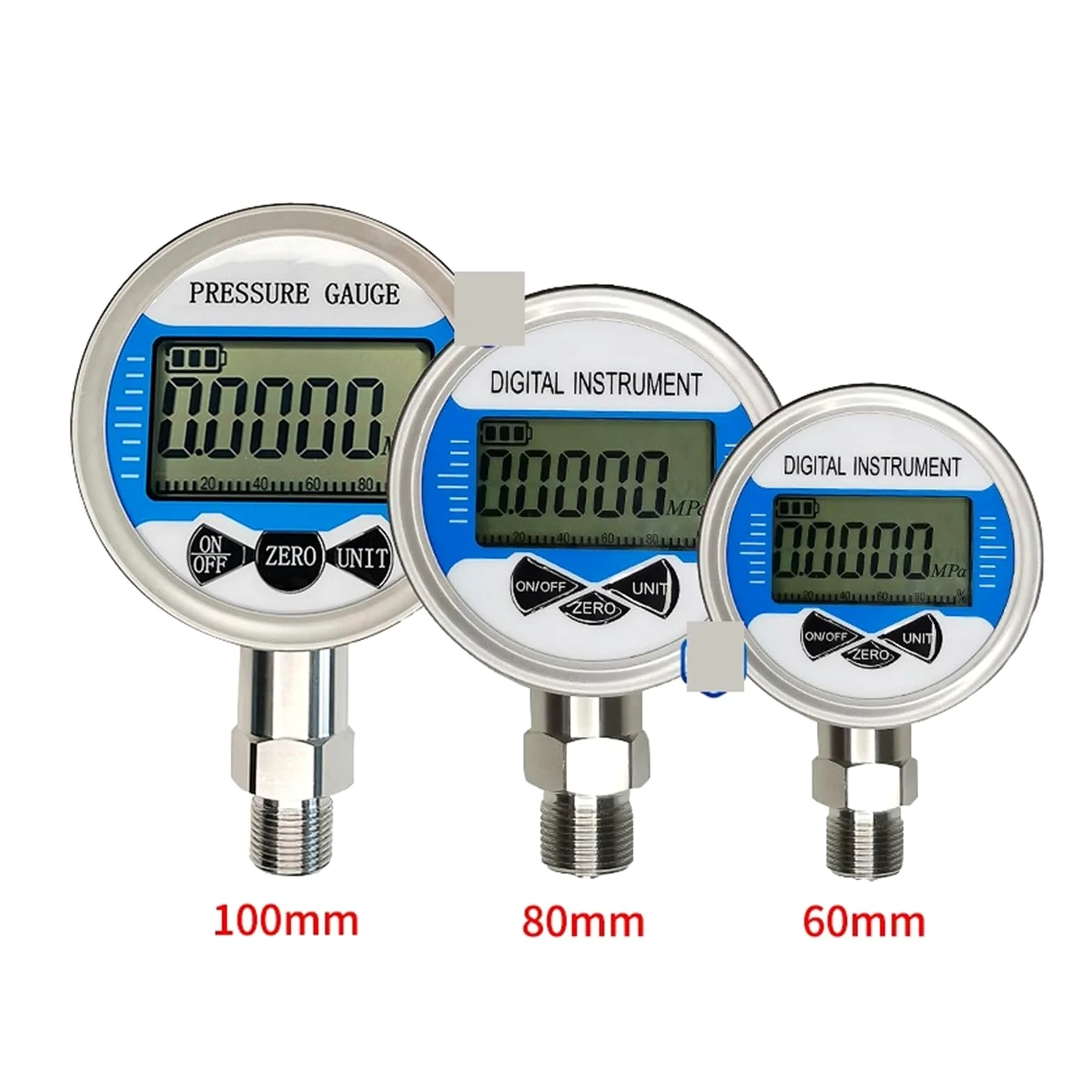 Medidor de Presión Manómetro digital de barra inalámbrica Mpa Psi, manómetro presión agua, combustible líquido, aire, 100Mpa, baja(80mm dial diameter,0-10Mpa)