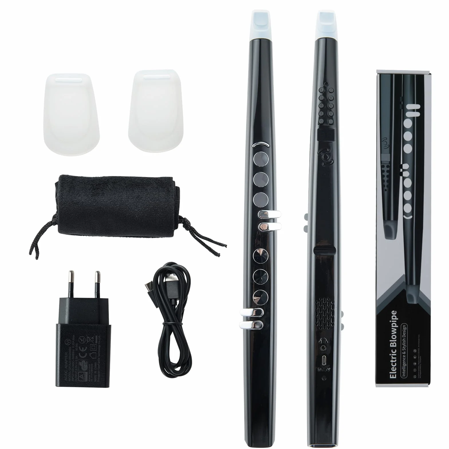 KOMFOTTEU Saxofón Electrónico Digital 13 Tonos 2 Dedos USB MIDI Recargable Portátil
